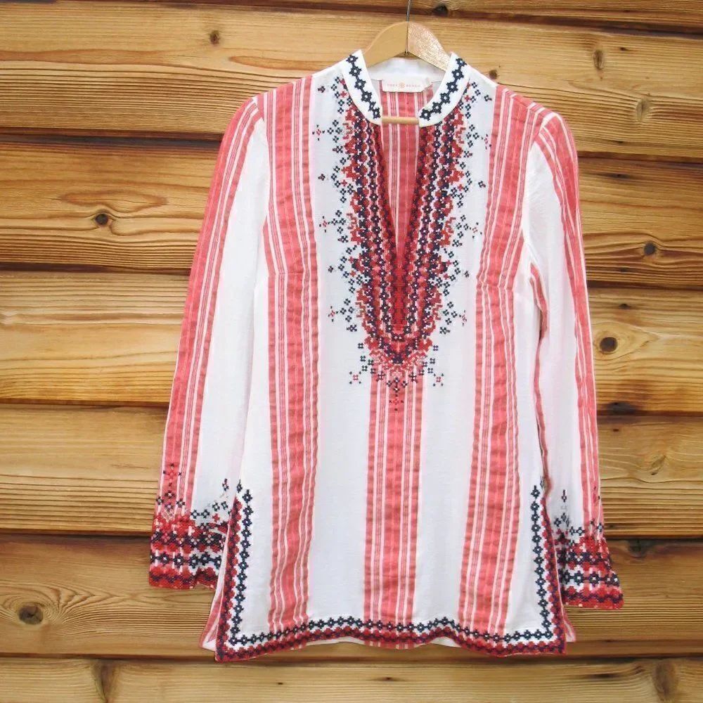Tory Burch Embroidered Tunic Top - Picture 2 of 10